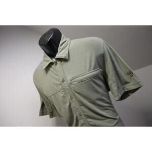 Mountain HardWear Button Up Shirt Green Poly-Cotton Stretch Mens Size Medium